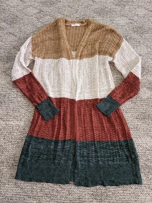 Maurices 大号橙色绿色奶油色米色开衫毛衣宽松针织开襟 — 第 1/4 张图片