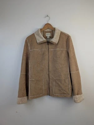 st johns bay Vintage y2k 2000s revival faux Suede shearling jacket coffee mocha - Image 1 of 4
