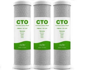 3-Pack 5 Micron 10x2.5 Carbon Water Filters - NSF Certified, Whole House/RO - Picture 1 of 8