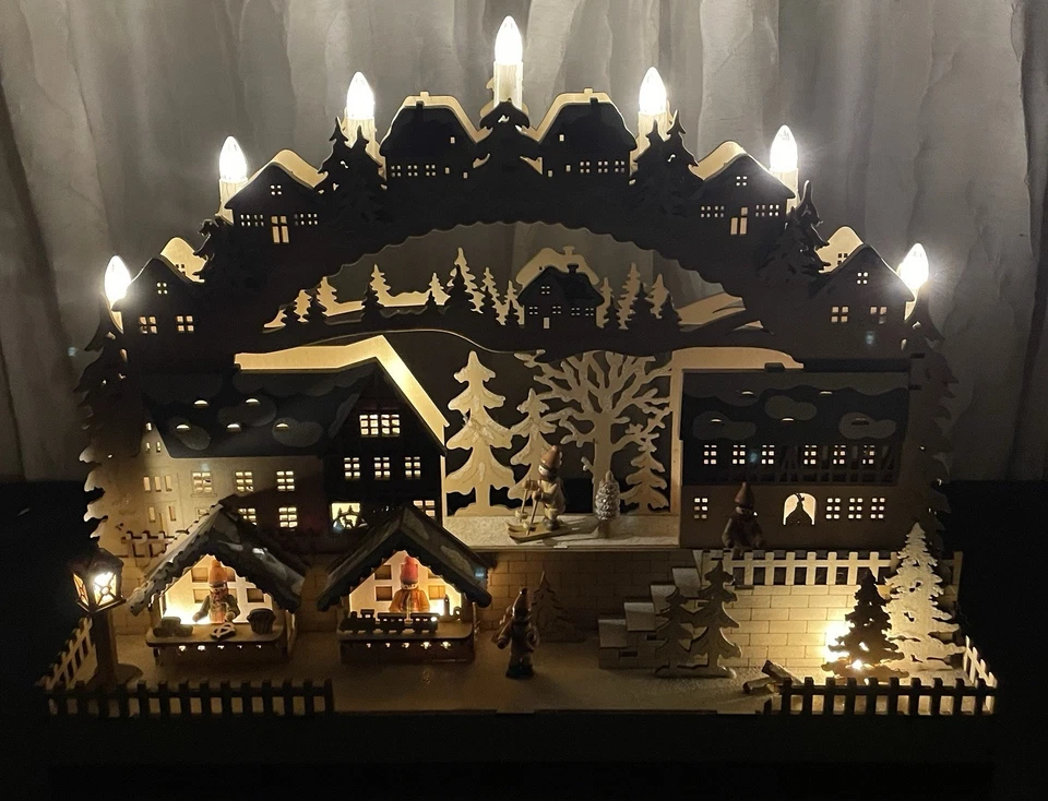 Деревянный рождественский декор многоярусная подсветка, арка шенгенской свечи 15x20 - Изображение 1 из 4