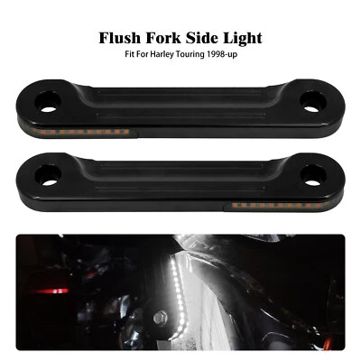 Black LED Flush Fork Turn Signal Side Light For Harley Electra Road Glide 98-23 - Image 1 of 4