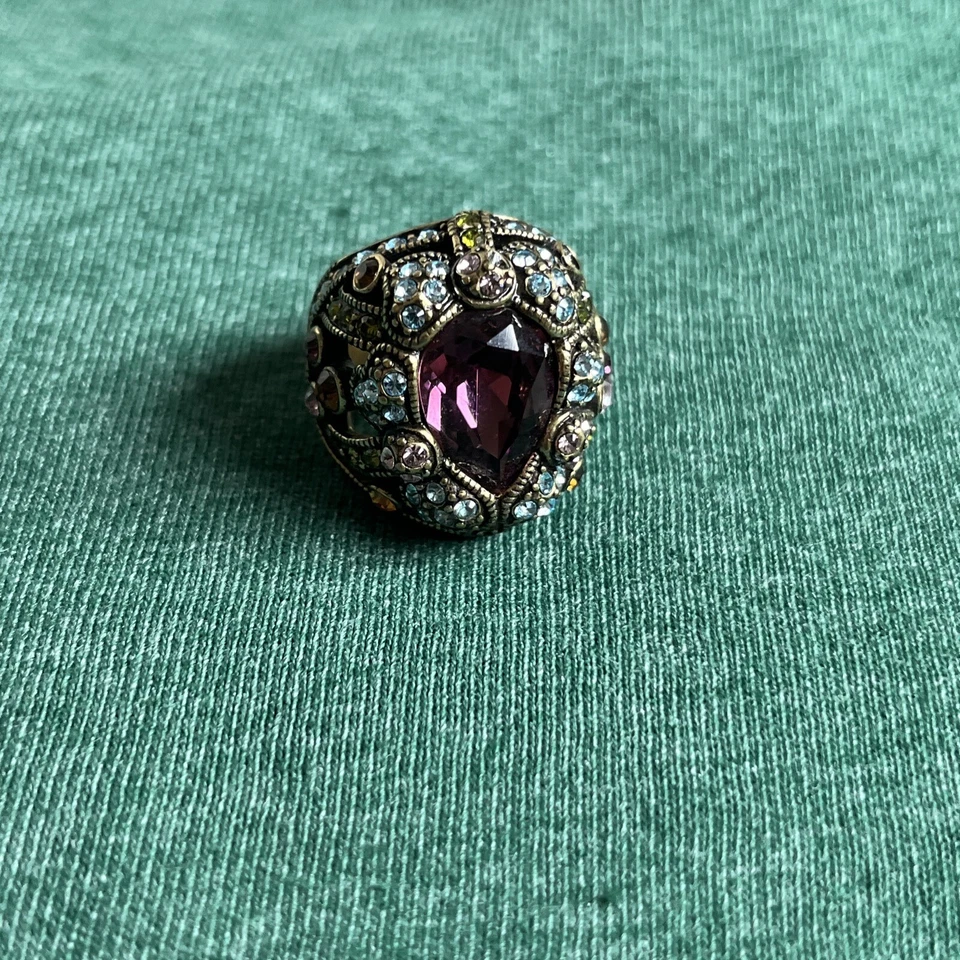Anel Swarovski multicolorido Heidi Daus roxo ametista gota de lágrima pedra 4,5 - Imagem 1 de 4