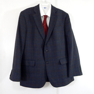STAFFORD jacket blazer sport coat merino wool classic fit windowpane gray 44R