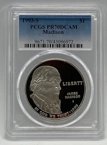 1993-S Madison $1 Silver Commemorative Dollar PR70DCAM - Picture 1 of 2