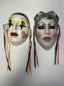 Lot Of 2 Vintage About Face, Clay Art, San Francisco, USA Ceramic Masks - Picture 1 of 5