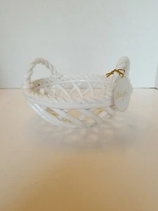Arlington Designs ciotola intrecciata in tessuto reticolo bianco lucido 7"" diametro con etichette - Foto 1 di 3