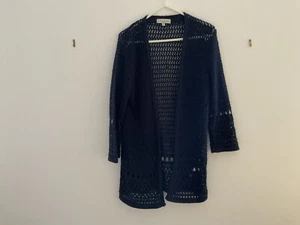 F&F Long navy blue cardigan size 8 - Picture 1 of 4