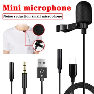 Mini Lapel Lavalier Clip-on Condenser Microphone Mic with USB/Type-C Plug Wire - Picture 1 of 18