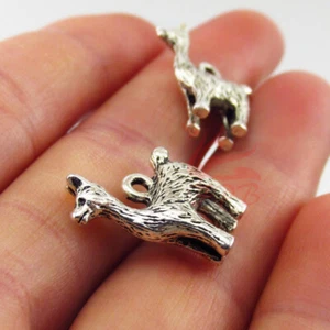 Llama Alpaca Charms - 5/10/20 Animal Antiqued Silver Plated 18mm Pendants SC8505 - Picture 1 of 2