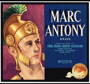 MARC ANTONY Vintage Orange Crate Label, Art Deco *ORIGINAL LABEL 192O-1930s - Bild 1 von 1