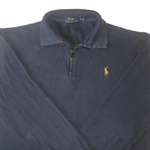 Polo Ralph Lauren Shirt Herren Medium Langarm Navy Blau Pullover 1/4 Reißverschluss - Bild 1 von 24