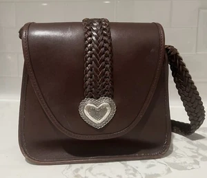 Vintage Brighton Brown Leather Saddle Messenger Shoulder Bag Crossbody - Picture 1 of 12