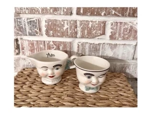 Baileys Irish Cream YUM Wink Eye Face Mr & Mrs Sugar Bowl & Creamer Set 1996 Vtg - Picture 1 of 7
