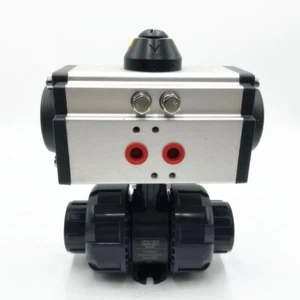 Válvula de bola neumática unión PTFE de acción única" de tubería ID 50 mm PVC 1-1/2" DN40 - Imagen 1 de 8