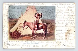 Postal Dos Silbatos Nativo Americano Indio Chief 908 Publicado Marysville MT - Imagen 1 de 2