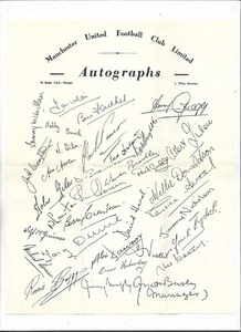 MANCHESTER UNITED FC - Official Autograph Sheet 1961/62 - Picture 1 of 1