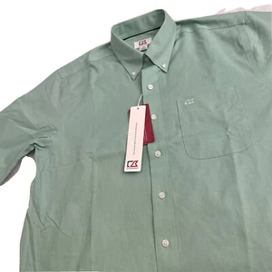 Cutter & Buck Short Sleeve Button Down Shirt Size L Color Light Green. NWT - Picture 1 of 8