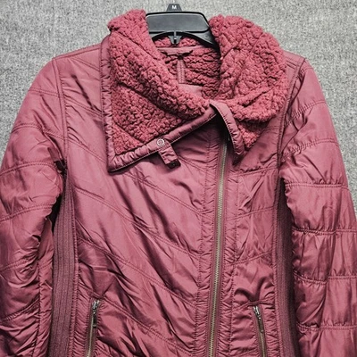 Chaqueta Prana Diva Mujer Pequeña Roja Magenta Cremallera Completa Bolsillos Sherpa Forrada Larga Foto 1 de 4