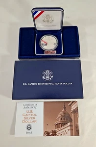 1994 Proof U.S. Capitol Commemorative Silver Dollar w/ Presentation Case + COA - Picture 1 of 5