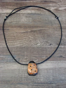 Hand Carved Apple Coral & Jet Ladybug Fetish Necklace by Matt Mitchell - Picture 1 of 5