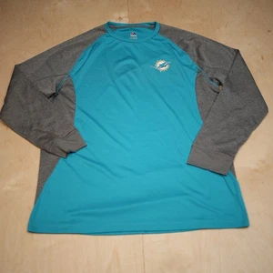Miami Dolphins Long Sleeve Shirt Men's NFL Size 2XL Football Majestic Blue Gray - Picture 1 of 8