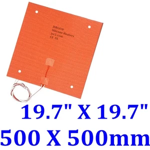 19.7" X 19.7" 500 X 500mm 1000W w/ 3M w/ 4 holes 3D Printer JSR Silcone Heater - Picture 1 of 12