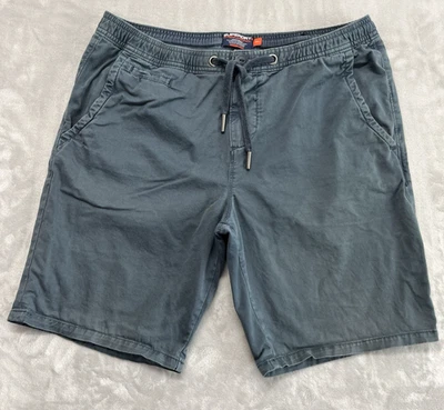 Short masculino Superdry queimado pelo sol 34 azul-cinza chino cintura elástica 9"" costura interna praia - Imagem 1 de 4