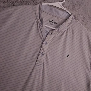 Primo Shirt Mens Extra Large Performance Stretch Blade Collar Blue Gray Striped - Picture 1 of 9