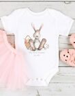 Personalised Grey Pink Bunny First Easter l Babygrow l Bodysuit l Vest