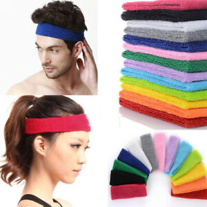 Mens Sport's Cotton Sweat Sweatband Headband Yoga Gym Stretch Head Band Hair US
