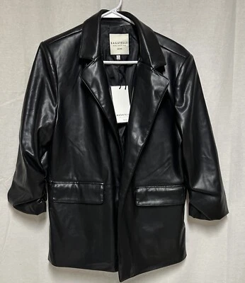 Chaqueta Blazer Bagatelle Mujer Negra Frente Abierto Imitación Cuero Talla XL Foto 1 de 4