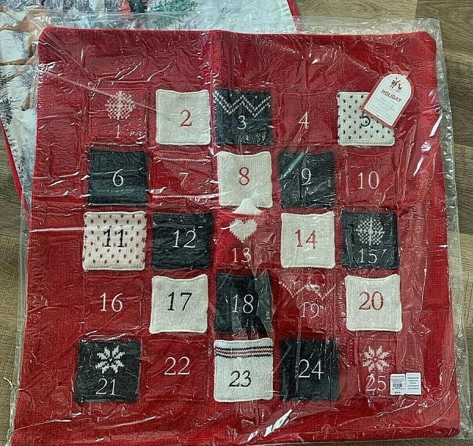 Pottery Barn Kids Natural fair isle PILLOW cover Christmas advent calendar NEW - Image 1 of 1