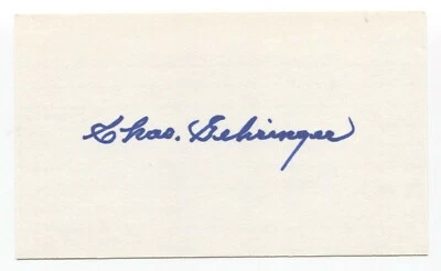 Charlie Gehringer Signed 3x5 Index Card Baseball Hall of Fame Autographed HOF - Image 1 of 2