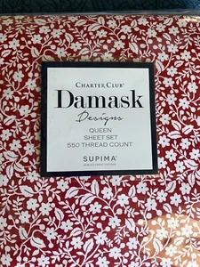 NIP Charter Club Damask Designs Floral Silhouette Queen Sheet Set SUPIMA Cotton - Picture 1 of 5