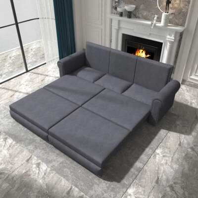 Sofá sofá tapizado con cama extraíble, cama king size convertible sofá cama Foto 1 de 4