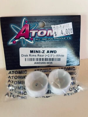 Atomic RC   for Mini-Z AWD Disk Rims Rear (+2.5*)  White AWD200-W25 - Image 1 of 2