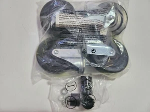 4x Stainless Steel Polyurethane Swivel Threaded 4" x 1" Black Wheels - 11/16" - Imagen 1 de 2