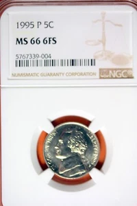 1995 - P NGC MS66 6FS JEFFERSON NICKEL!!! #B42871 - Picture 1 of 2