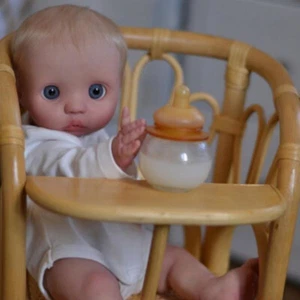 16" Reborn Baby Doll Painted Toddler Peeka Hand-Rooted Hair Cloth Body Belly Toy - Picture 1 of 5