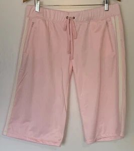 Juicy Conture Pink Shorts with Side White Stripe,DrawString & Front Zip Pockets - Picture 1 of 3