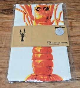 New Lobster Pattern Natural Cotton Tea Towel Tee Lobsters NEW / SEALED - RARE - Picture 1 of 3
