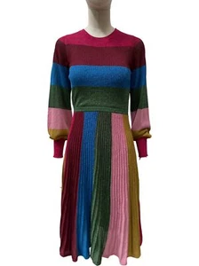 Boden Multicoloured Striped Midi Dress UK 10 1 RVB001 - Picture 1 of 9