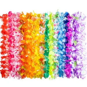 24 Pcs Hawaiian Leis Necklace Colorful Tropical Flower Garland for Beach Party - Picture 1 of 9