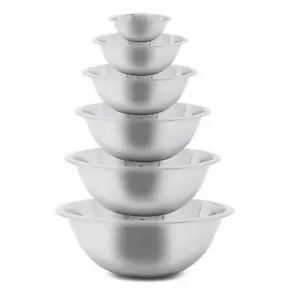 Stainless Steel Mixing Bowl Set of 6 Kitchen Salad Prep Bowls - Picture 1 of 5