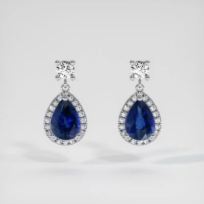 Ceylon (Sri Lanka) Pear Blue Sapphire Platinum 950 Earring 1.56CT - Imagem 1 de 4