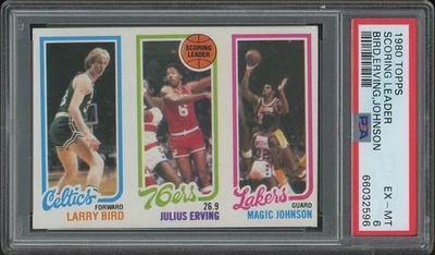 1980/81 Topps Basketball #6 Larry Bird Julius Erving Magic Johnson novato PSA 6 - Imagem 1 de 2
