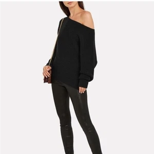 INTERMIX Women's Jacqueline Off-The-Shoulder Sweater Wool-Cashmere Black Size M - Picture 1 of 9