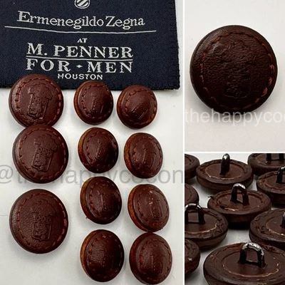 ERMENEGILDO ZEGNA BLAZER REPLACEMENT BUTTONS BROWN LEATHER VINTAGE LOGO LOT - Image 1 of 4