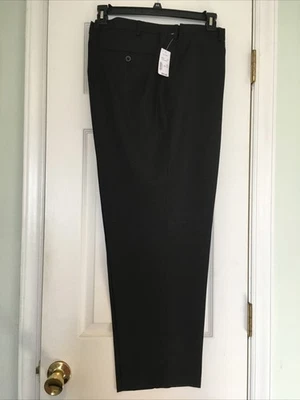 Calça social masculina Jos A Bank 44x30 viajante preta poliéster frente plana nova com etiquetas - Imagem 1 de 4