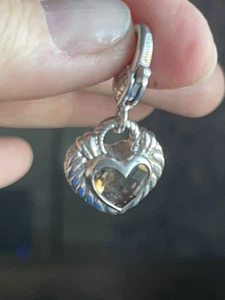 Judith Ripka Smoky Quartz 925 Silver HEART Charm Pendant - Picture 1 of 6